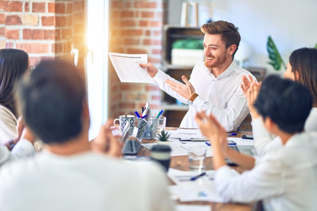 Group,Of,Business,Workers,Smiling,Happy,And,Confident.,Working,Together