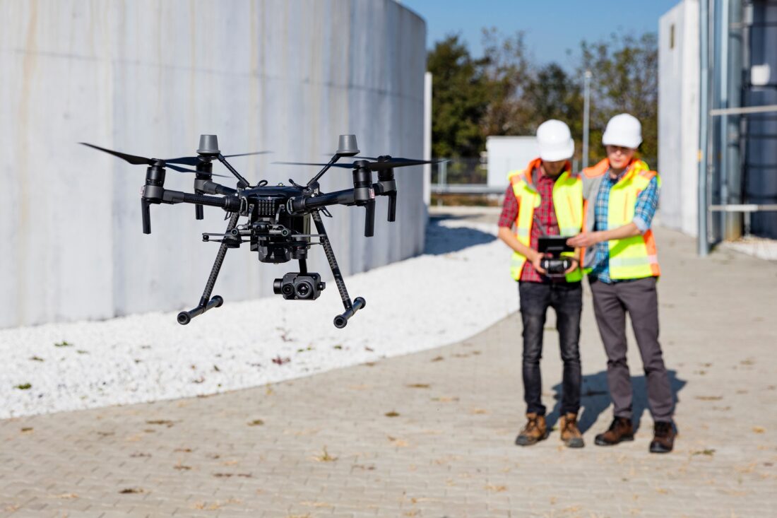 Industrial,Drone,Operators,On,Work,Site