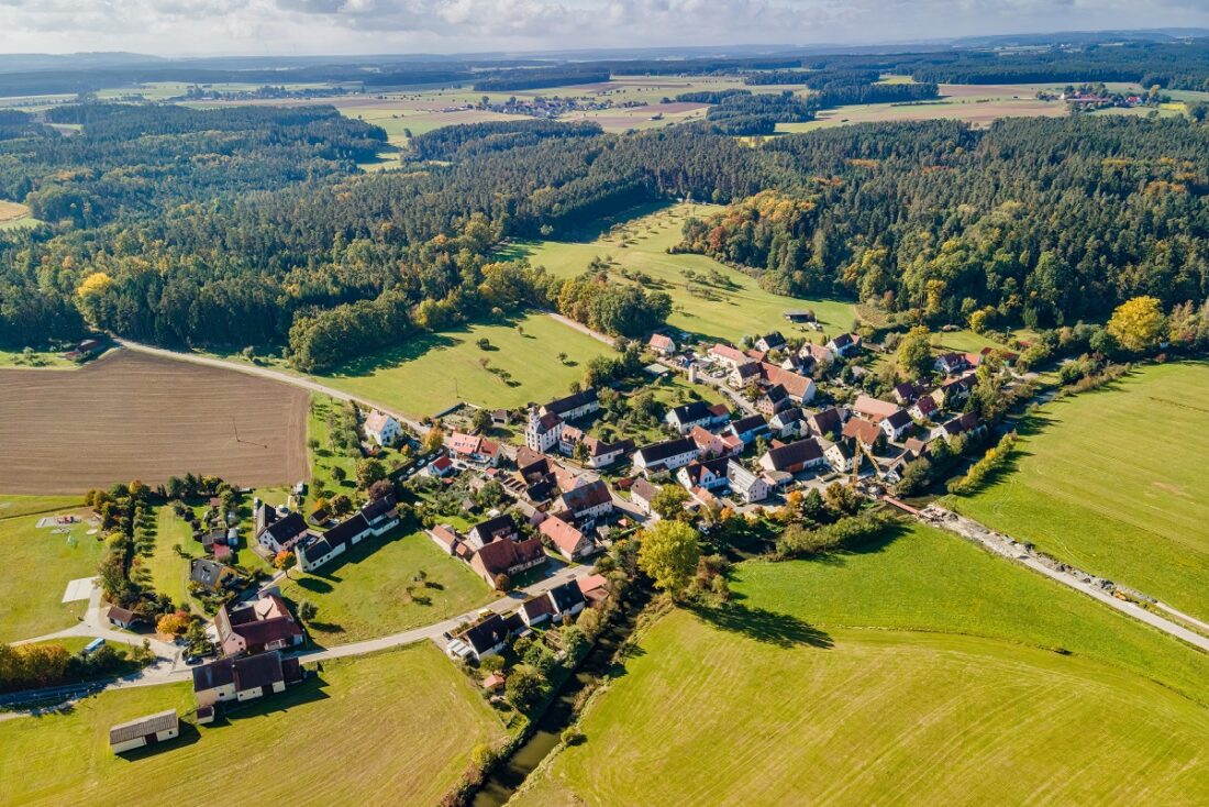 Bird,View,From,Top,To,The,Thann,Franconia,Village,Close